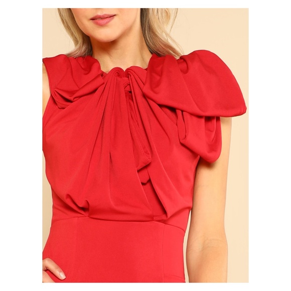 Red Statement Bow Sheath Maxi Dress - Picture 4 of 5